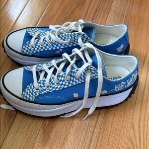 Converse Run Star Blue and White Checkered Sneakers